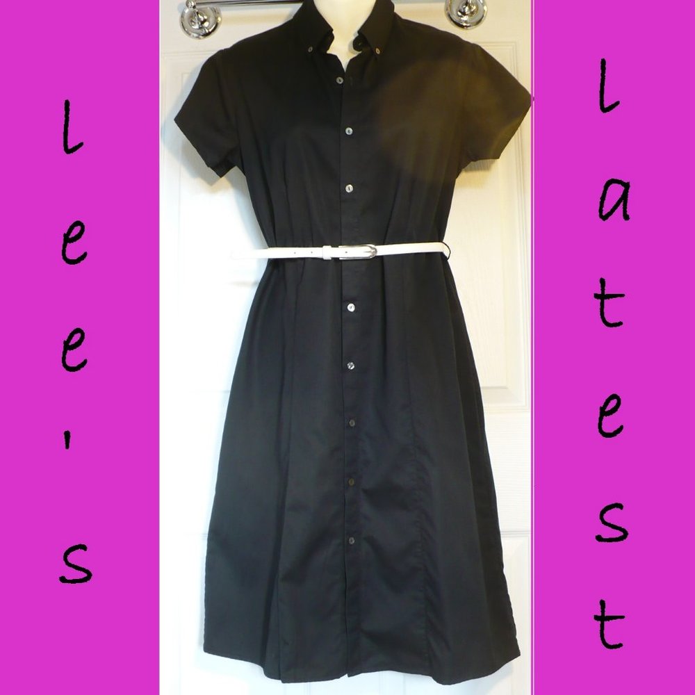 Banana Republic Black Shirt Dress Short Sleeve 6